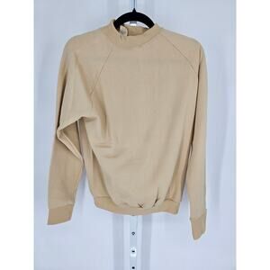 Vintage 1960s Mens Sz 42-44 Crew Neck Sweatshirt Light Tan Solid